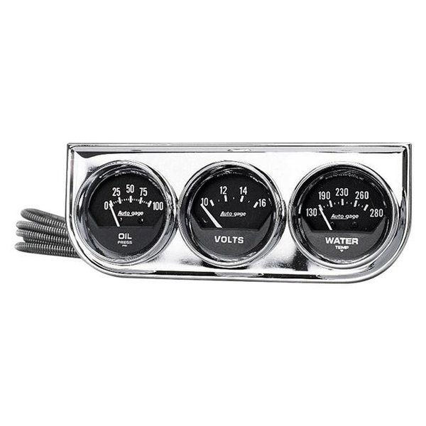 Auto Meter Auto Meter 2349 AutoGage 3-Gauge Console 52.4 mm Oil Press & 10-16V & 130-280 deg Water Temperature for Mech 0-100 PSI 2349